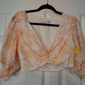 Women's Orange Leaf Print Top